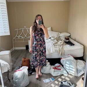 90’s Floral Sleeveless Midi Dress